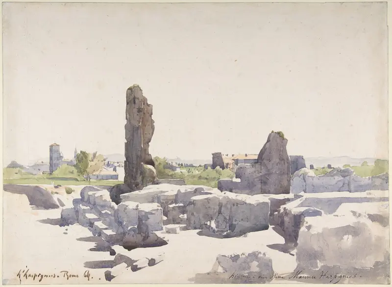 View of the Colosseum from the Basilica of Domitian and the Flavian Palace, Rome Wall Art by Henri-Joseph Harpignies - High-Resolution Digital Print