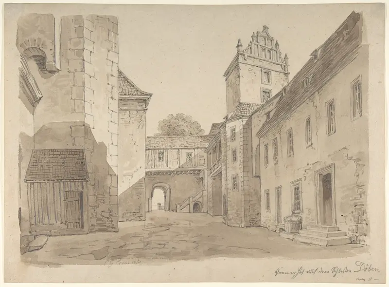 View of the Courtyard of the Castle at Döben Wall Art by Carl Gustav Carus - High-Resolution Digital Print