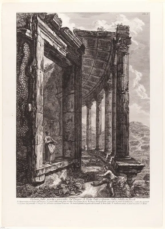 View of the Door and Peristyle of the Temple of Vesta Wall Art by Francesco Piranesi - High-Resolution Digital Print