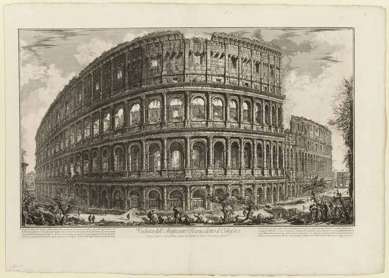 View of the Flavian Amphitheater, called the Colosseum, from Views of Rome