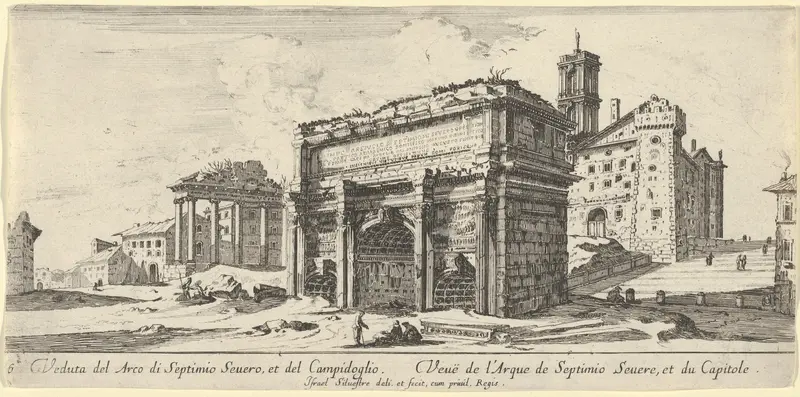 View of the Forum Romanum with the Arch of Septimius Severus from the East Wall Art by Israel Silvestre - High-Resolution Digital Print