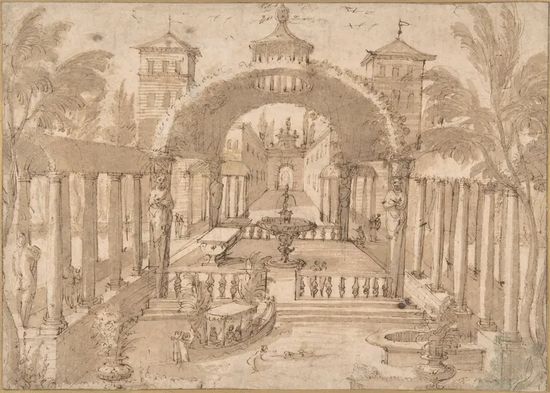 View of the Gardens of a Palace Wall Art by Lodewijk Toeput (called Pozzoserrato) - High-Resolution Digital Print