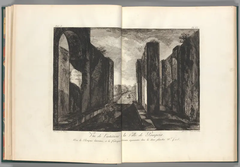 View of the interior of the city of Pompeii, from "Antiquités de Pompeïa, tome premier, Antiquités de la Grande Grèce..." (Antiquities of Pompeii, volume one, Antiquities of Great Greece...), volume 1, plate 6 Wall Art by Francesco Piranesi - High-Resolution Digital Print