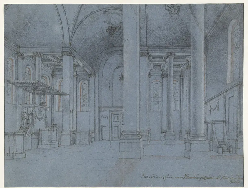 View of the Interior of the Nieuwe Kerk, Haarlem, Seen from the East End of the North Aisle Looking West Wall Art by Pieter Jansz Saenredam - High-Resolution Digital Print