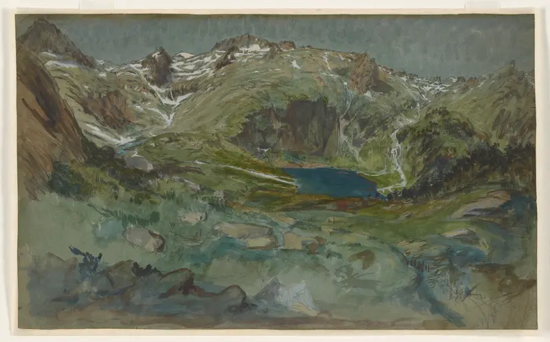 View of the Lac d’Espingo and the Cirque d’Espingo in the Pyrenees Wall Art by Eugène-Emmanuel Viollet-le-Duc - High-Resolution Digital Print