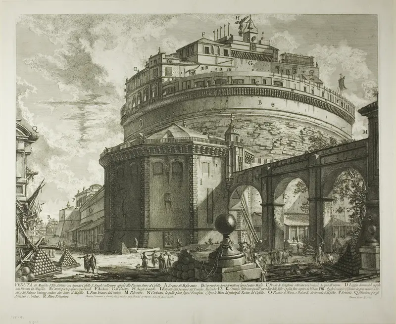 View of the Mausoleum of the Emperor Hadrian (now called Castel Sant’Angelo) from the Rear, from Vedute di Roma (Views of Rome)