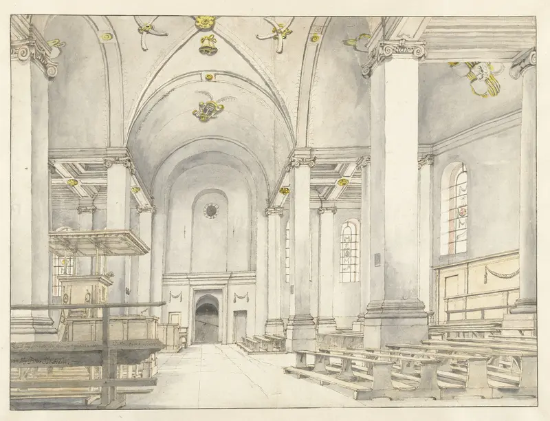 View of the Nave of the Nieuwe Kerk, Haarlem, Looking West Wall Art by Pieter Jansz Saenredam - High-Resolution Digital Print
