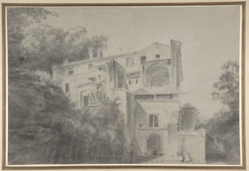 View of the Palazza Madama, Rome (?) Wall Art by Charles Michel Ange Challe - High-Resolution Digital Print