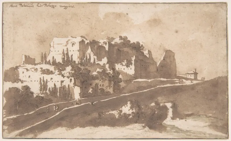 View of the "Palazzo Maggiore" on the Palatine Hill, Rome Wall Art by Jan de Bisschop - High-Resolution Digital Print