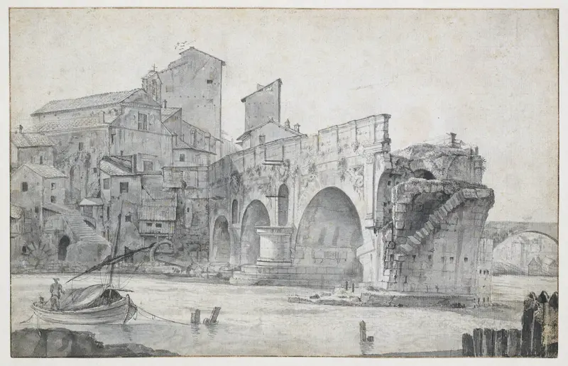 View of the Ponte Rotto in Rome, Seen from the East Wall Art by Jan Asselijn - High-Resolution Digital Print