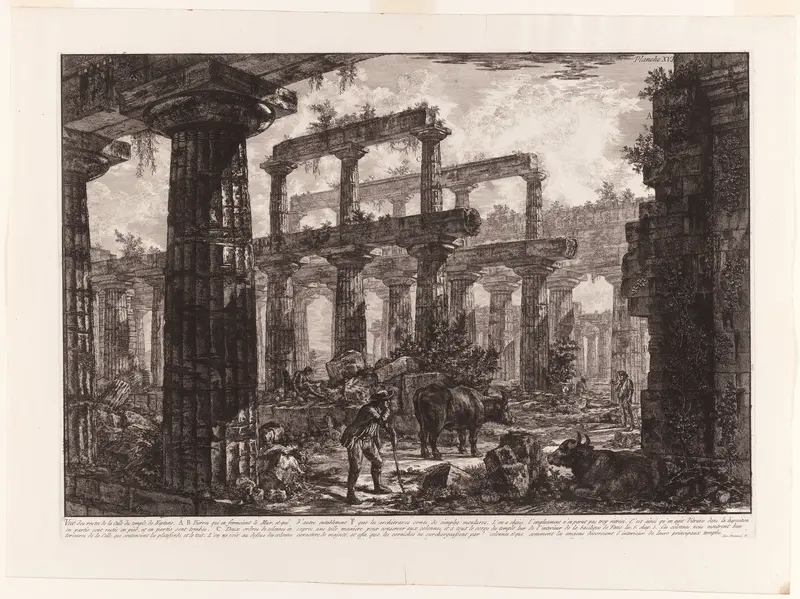 View of the Remains of the Cella of the Temple of Neptune, from Different views of Paestum