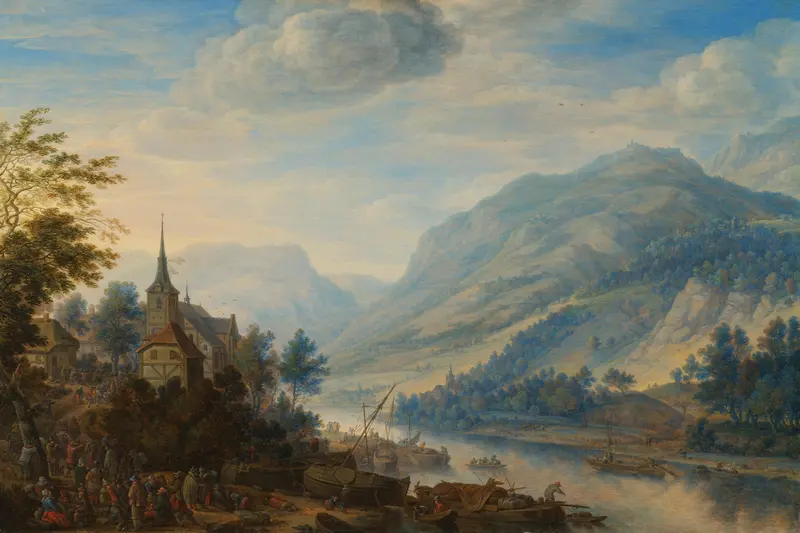 View of the Rhine near Rheineck Castle Wall Art by Unknown - High-Resolution Digital Print