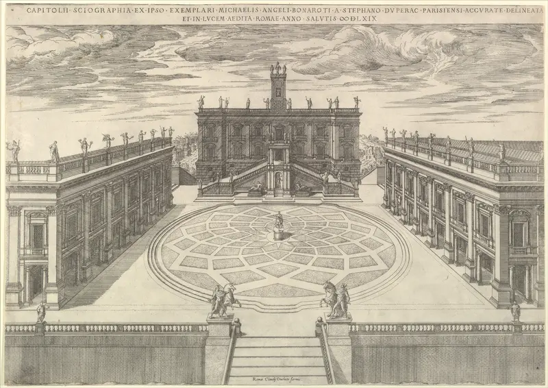 View of the Roman Capitol, from "Speculum Romanae Magnificentiae" Wall Art by Etienne DuPérac - High-Resolution Digital Print