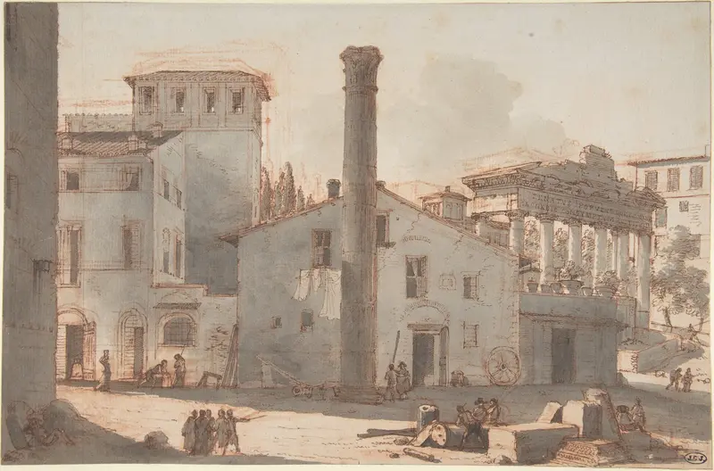 View of the Roman Forum with the Column of Phocas and the Temple of Saturn Wall Art by Victor Jean Nicolle - High-Resolution Digital Print