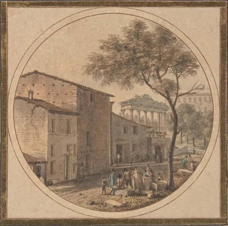 View of the Roman Forum with the Temple of Saturn in the Background Wall Art by Victor Jean Nicolle - High-Resolution Digital Print