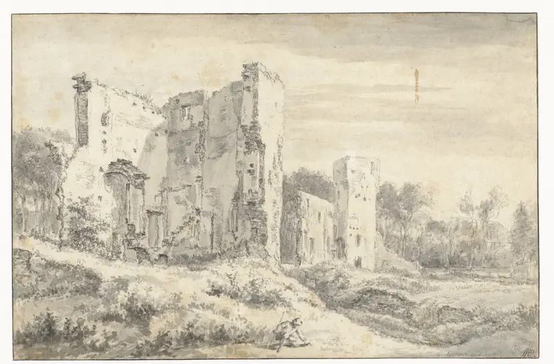 View of the Ruins of Egmond Castle Wall Art by Jacob Isaacksz van Ruisdael - High-Resolution Digital Print