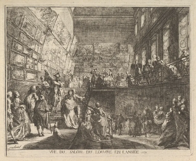 View of the Salon in the Year 1753 Wall Art by Gabriel de Saint-Aubin - High-Resolution Digital Print