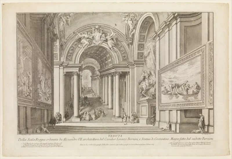 View of the Scala Reggia ordered by Alesandro VII (Vedute Della Scala Reggia ordinata da Alesandro VII) Wall Art by Giovanni Ottaviani - High-Resolution Digital Print