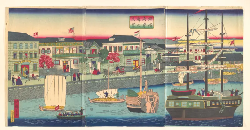 View of the Seafront in Yokohama (Yokohama Kagandori no fūkei)
