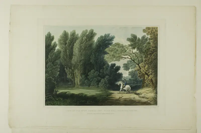 View of the Spot Where General Ross Fell, Near Baltimore, plate six of the first number of Picturesque Views of American Scenery Wall Art by John Hill - High-Resolution Digital Print