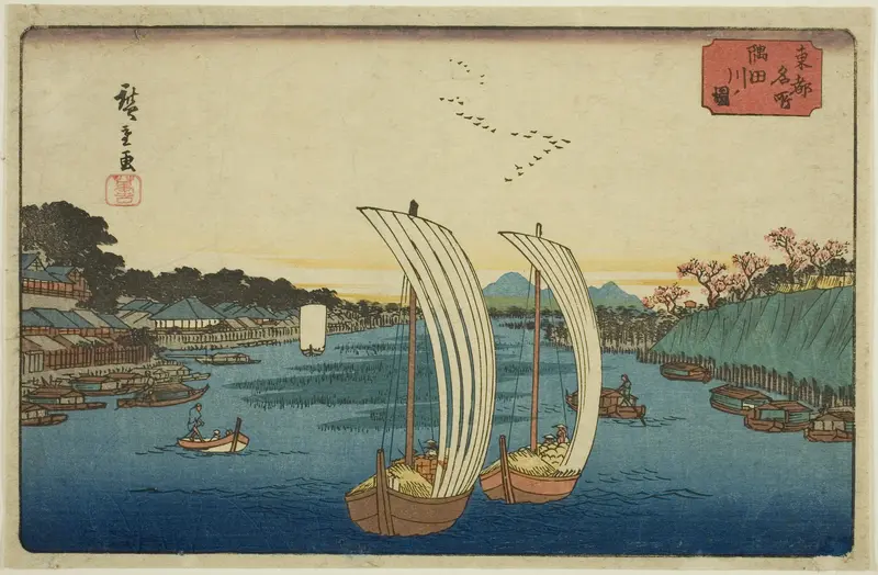 View of the Sumida River (Sumidagawa no zu), from the series "Famous Places in the Eastern Capital (Toto meisho)"