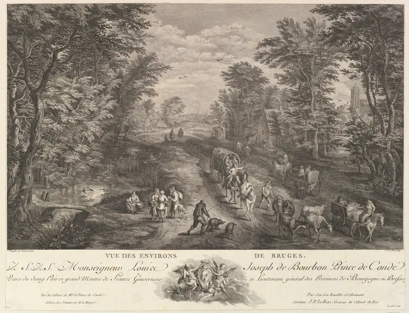 View of the Surroundings of Bruges (Vue des environs de Bruges) Wall Art by Jacques Philippe Le Bas - High-Resolution Digital Print