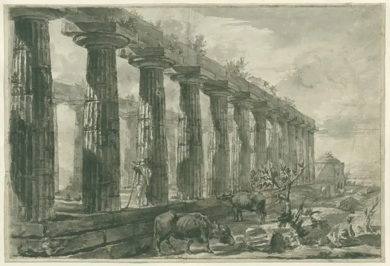 View of the Temple of ‘Juno’ at Paestum Wall Art by Giovanni Battista Piranesi - High-Resolution Digital Print