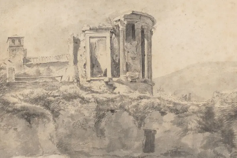 View of the Temple of Vesta at Tivoli Wall Art by Unknown - High-Resolution Digital Print