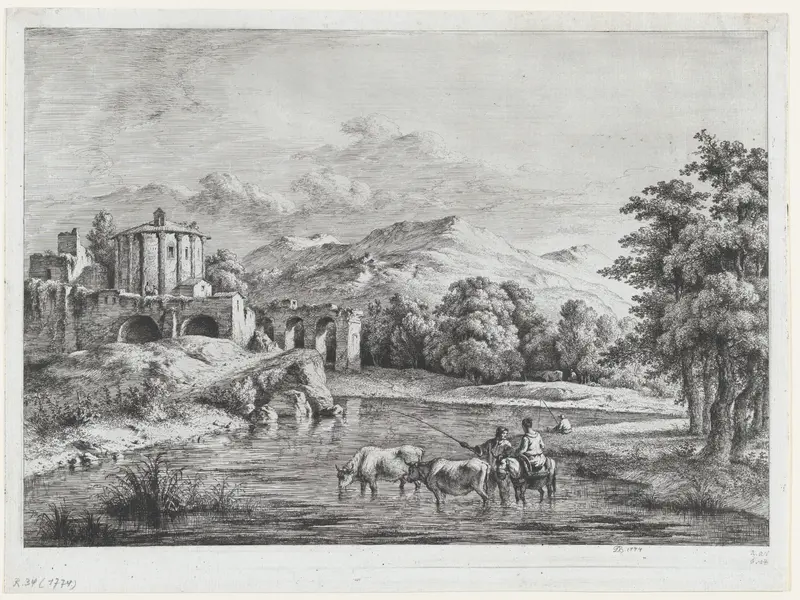 View of the Temple of Vesta Wall Art by Jean Jacques de Boissieu - High-Resolution Digital Print