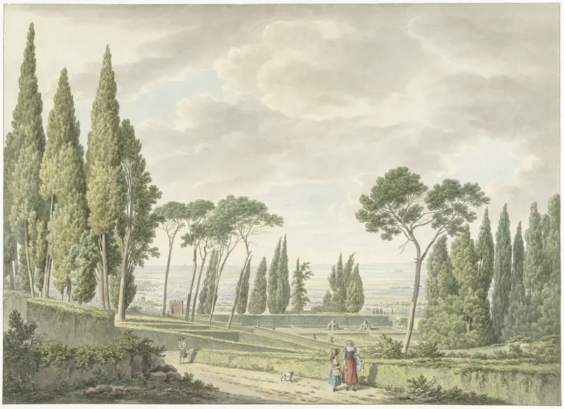 View of the terraces of the Villa d’Este in Tivoli Wall Art by Daniël Dupré - High-Resolution Digital Print