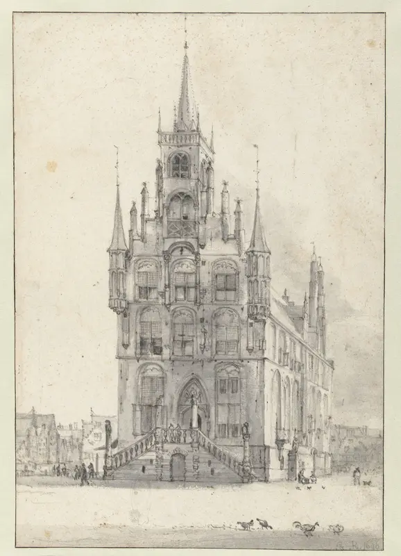 View of the Town Hall, Gouda Wall Art by Roelant Roghman - High-Resolution Digital Print