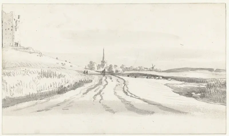 View of the Village of Almkerk, with Huis Altena on the Left Wall Art by Roelant Roghman - High-Resolution Digital Print