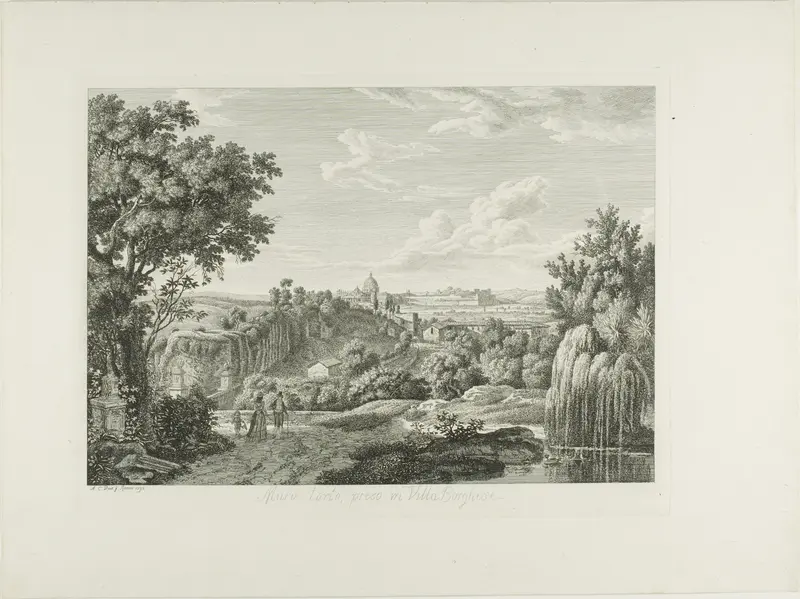 View of the Winding Wall in the Villa Borghese Wall Art by Albert Christoph Dies - High-Resolution Digital Print