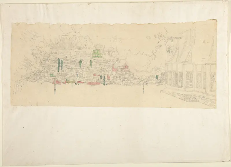View of Town Wall Art by Franz von Hauslab the Younger - High-Resolution Digital Print