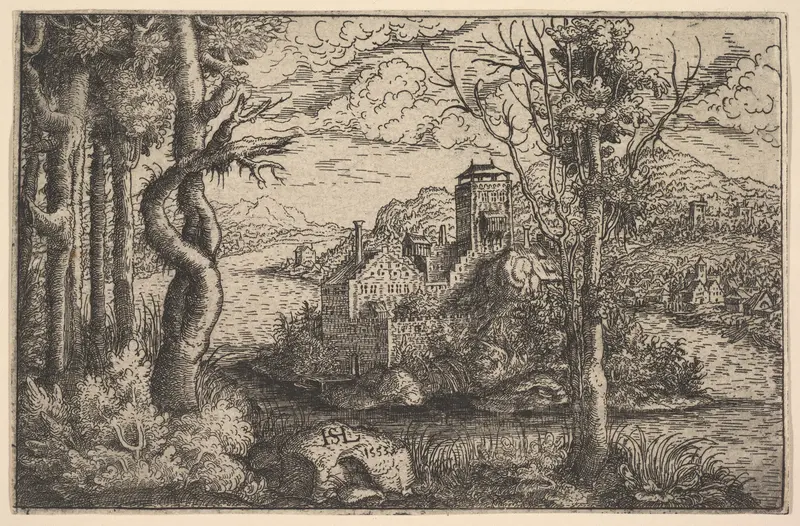 View on a River, with a Castle on an Island Wall Art by Hanns Lautensack - High-Resolution Digital Print