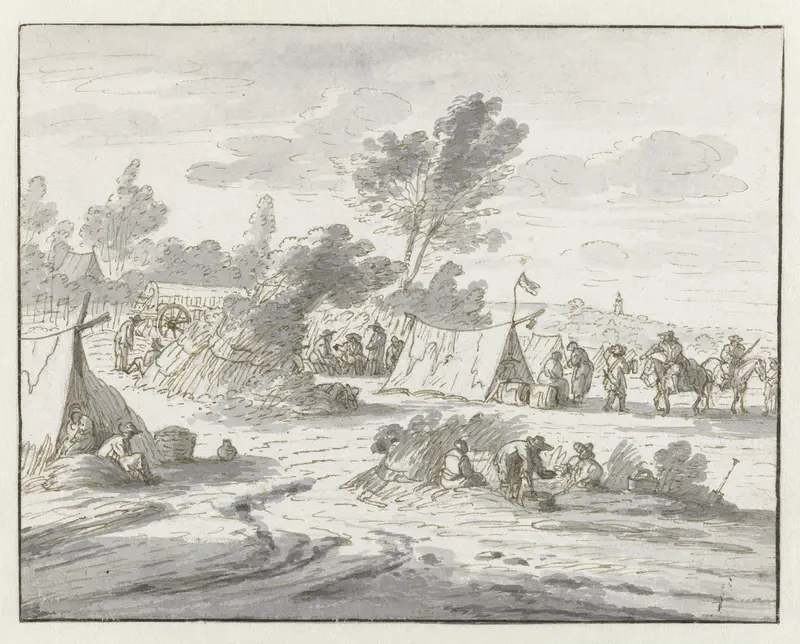 View on an Encampment of the Army of Willem III near Lembeek, Flemish Brabant Wall Art by Josua de Grave - High-Resolution Digital Print