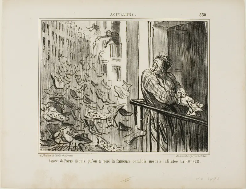 View Taken of the Streets of Paris after the Performance of the Famous Moralistic Comedy "La Bourse,” plate 330 from Actualités