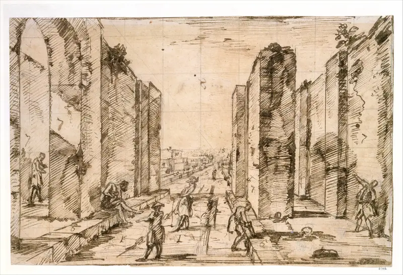 View through the Herculaneum Gate, Pompeii Wall Art by Giovanni Battista Piranesi - High-Resolution Digital Print