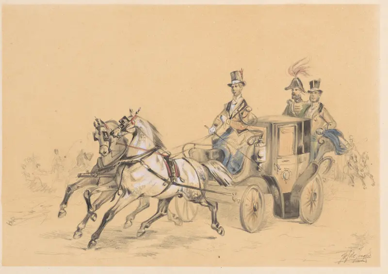 Vigilant met twee paarden bespannen Wall Art by Jan Karel Jacob de Jonge - High-Resolution Digital Print