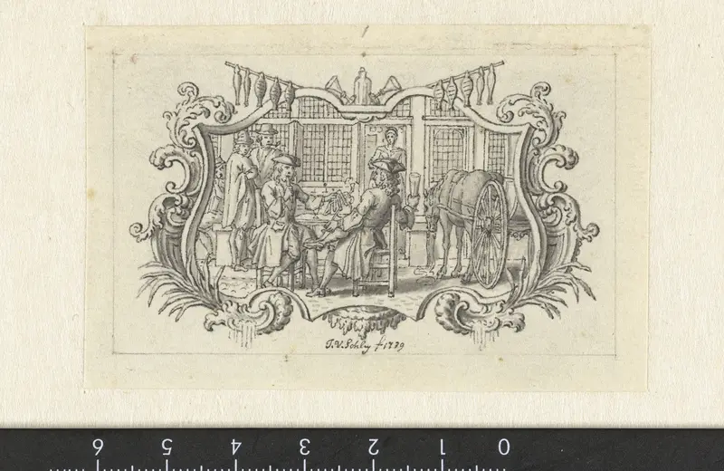 Vignet met herbergscène Wall Art by Jacob van der Schley - High-Resolution Digital Print
