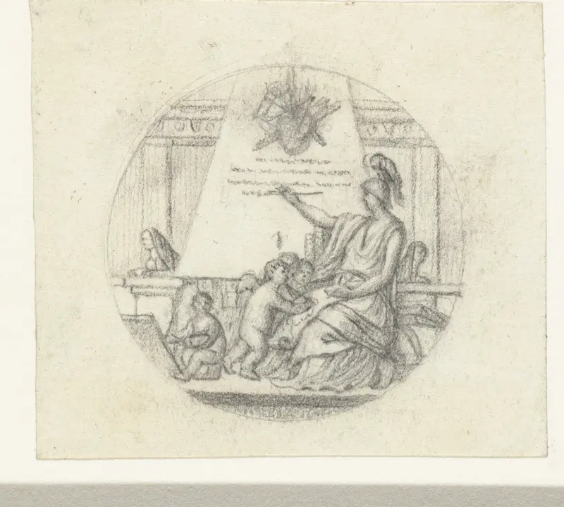 Vignet met Minerva, de kunsten onderwijzend Wall Art by anonymous - High-Resolution Digital Print