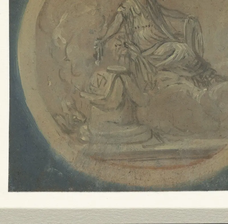 Vignet met Minerva, zittend in de wolken Wall Art by anonymous - High-Resolution Digital Print