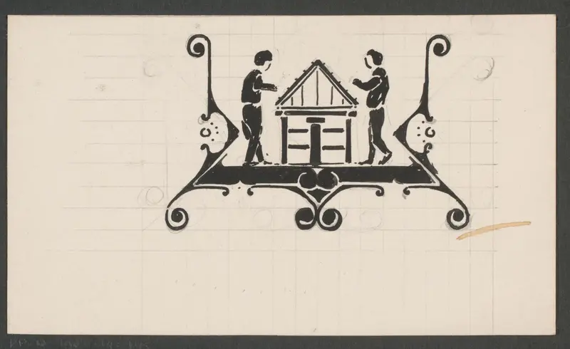 Vignet met twee mannen bij een werktafel Wall Art by Reinier Willem Petrus de Vries (1874-1953) - High-Resolution Digital Print