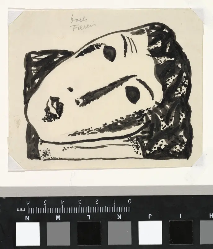 Vignet voor boek 'L'art Hollandais contemporain' van Paul Fierens; liggend vrouwenhoofd Wall Art by Leo Gestel - High-Resolution Digital Print