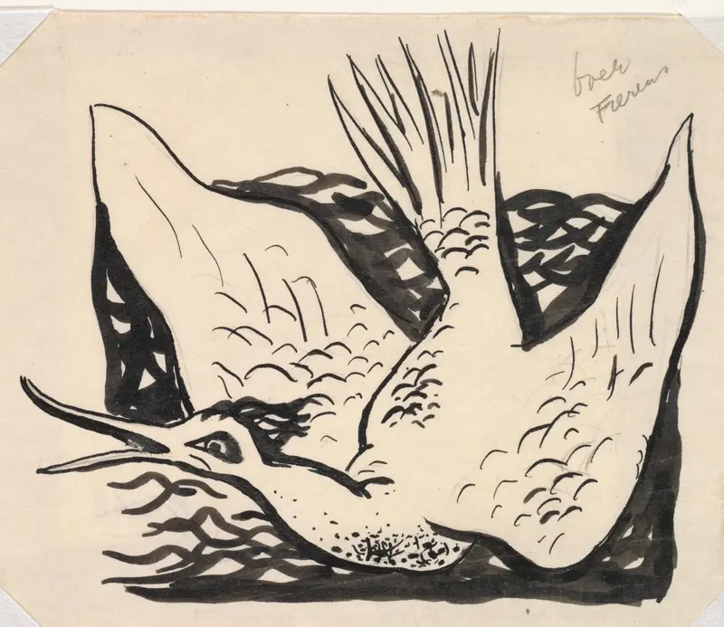 Vignet voor boek 'L'art Hollandais contemporain' van Paul Fierens, vogel op het water Wall Art by Leo Gestel - High-Resolution Digital Print