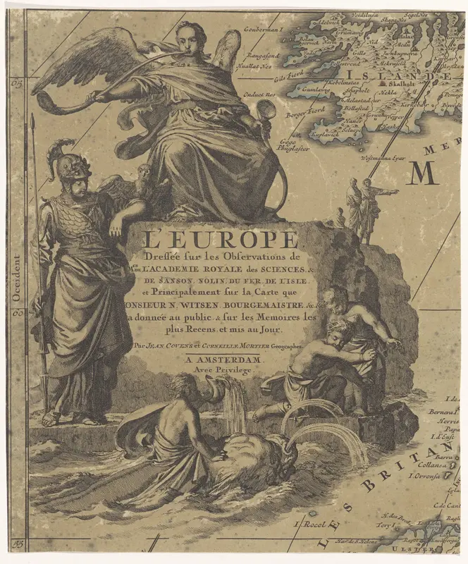 Vignet voor een kaart van Europa met Faam Wall Art by Unknown - High-Resolution Digital Print