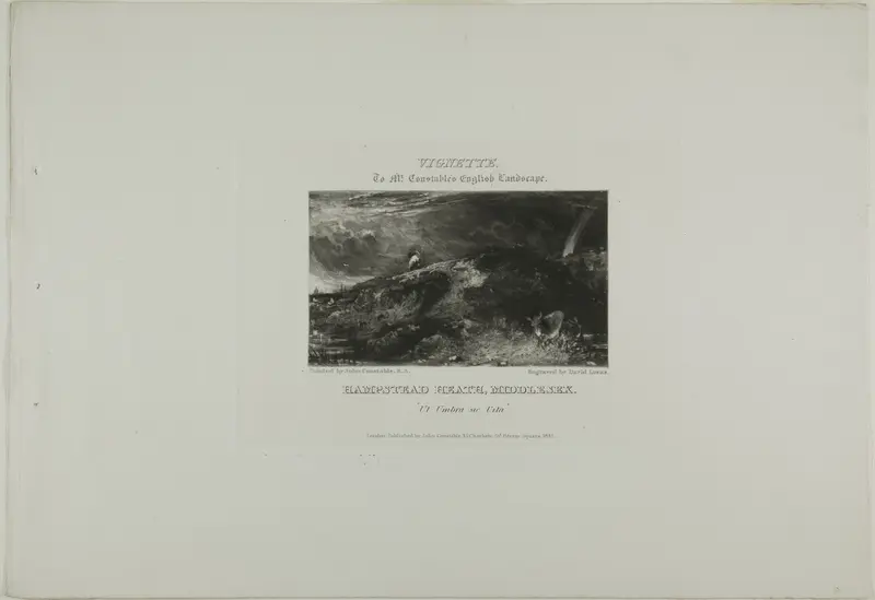 Vignette to Mr. Constable's English Landscape. Hampstead Heath Middlesex. Ut Umbra sic Vita