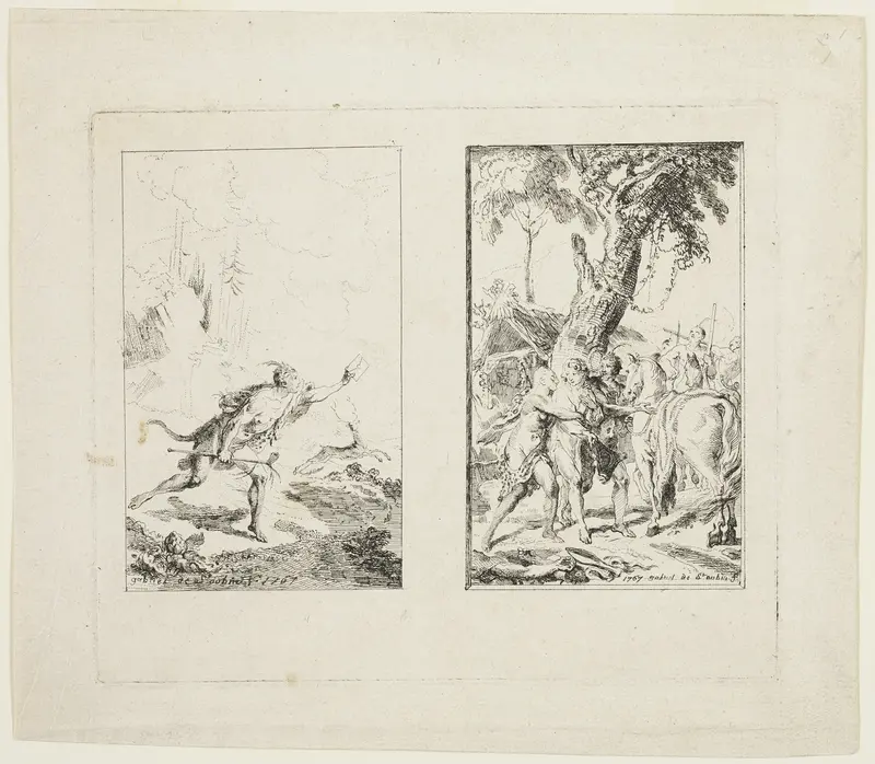 Vignettes for the "New Voyages to the West Indies" by the Chevalier Bossu Wall Art by Gabriel Jacques de Saint-Aubin - High-Resolution Digital Print