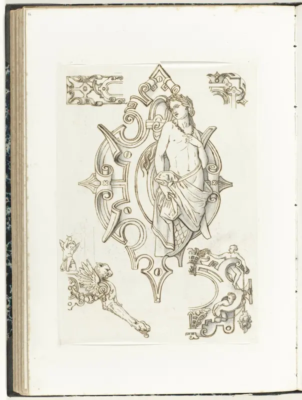 Vijf cartouches van beslagwerk Wall Art by anonymous - High-Resolution Digital Print