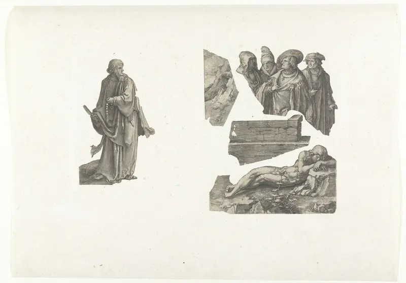 Vijf fragmenten van prenten Wall Art by Lucas van Leyden - High-Resolution Digital Print